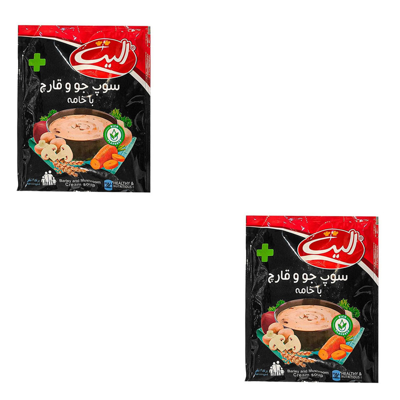 سوپ نیمه آماده جو و قارچ با خامه الیت پلاس - 80 گرم بسته 2 عددی