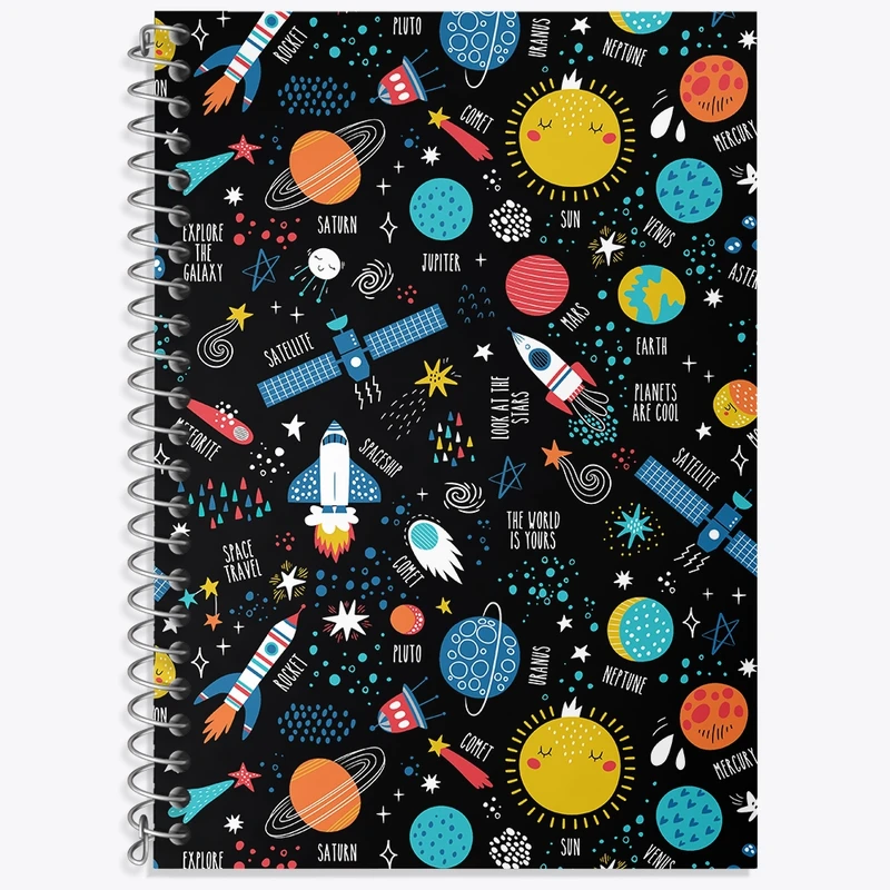 دفتر زبان 50 برگ خندالو مدل دو خط طرح فضایی کد N536