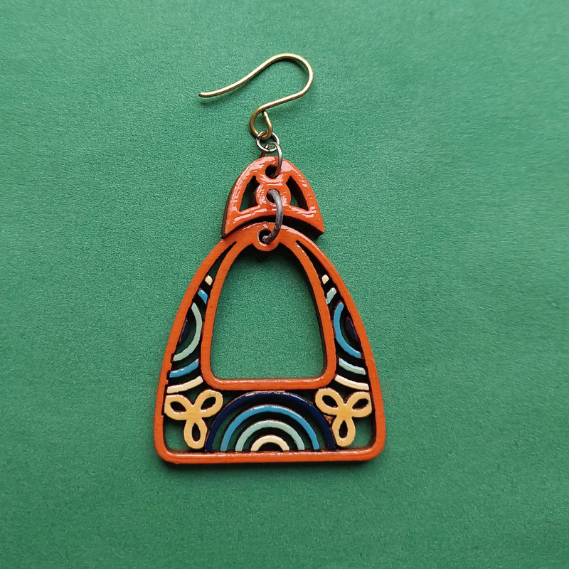 گوشواره زنانه مدل چوبی طرح انتزاعی کد EP025