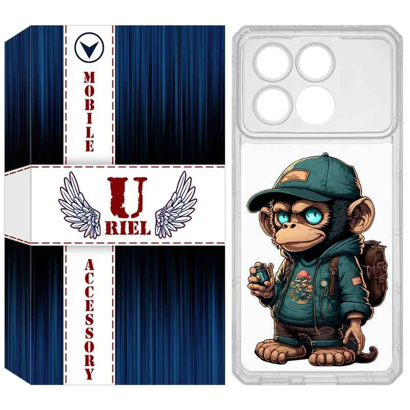 کاور یوریل مدل Clear کد 36 طرح میمون مناسب برای گوشی موبایل شیائومی Poco X6 Pro