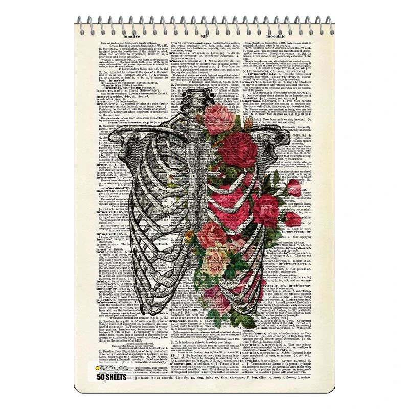 دفتر نقاشی 50 برگ سیمی کارنیکا طرح روزنامه وینتج قفسه سینه Vintage Newspaper Chest Anatomy کد 77532