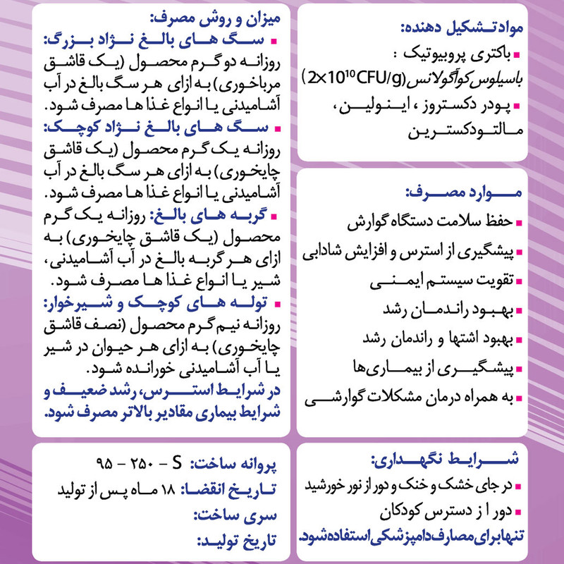 مکمل سگ و گربه پارسی لاکت مدل Pet-BC بسته 20 عددی وزن 2 گرم