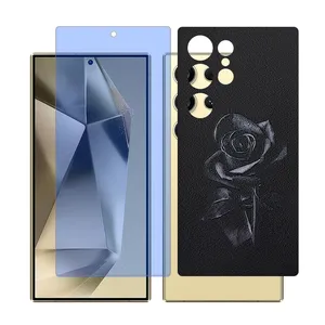 Glass Together model Blue cut screen protector for Samsung Galaxy S24 Ultra mobile phone with back cover sticker