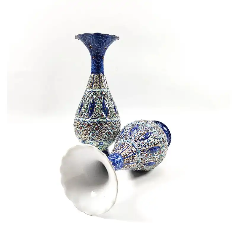 گلدان میناکاری مسی مدل صراحی کد S30 مجموعه 2 عددی