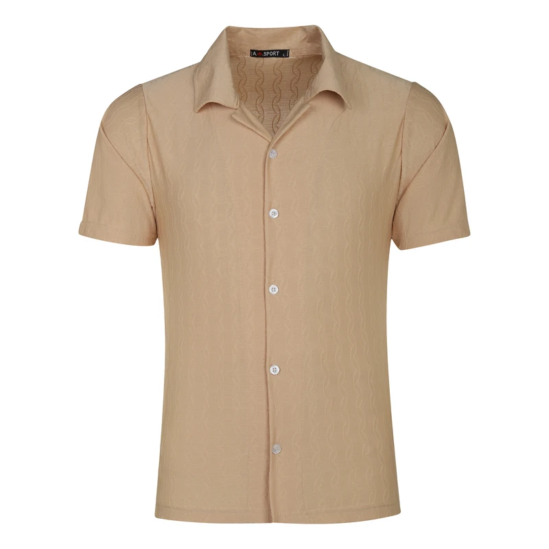 پیراهن آستین کوتاه یقه برگردان مردانه مدل مراکشی