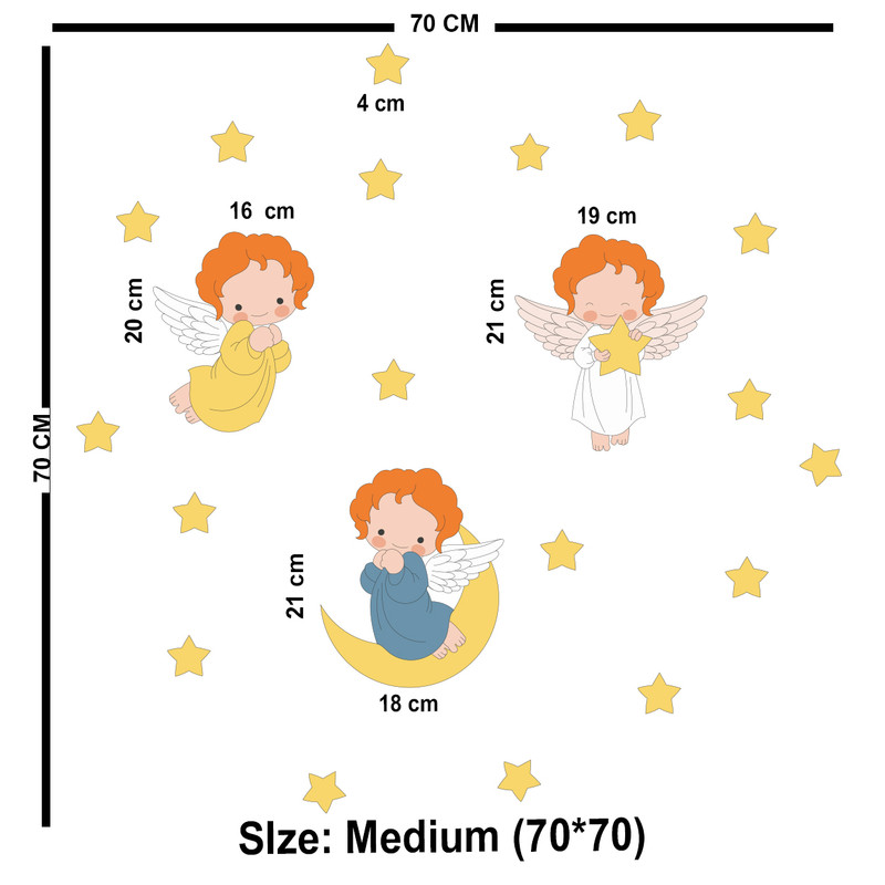 استیکر چوبی کودک باروچین مدل فرشته های کوچولو کد 1322 مجموعه 21 عددی