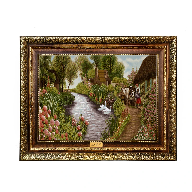 تابلو فرش ماشینی نقش نگار رضوی طرح منظره کد 1832H