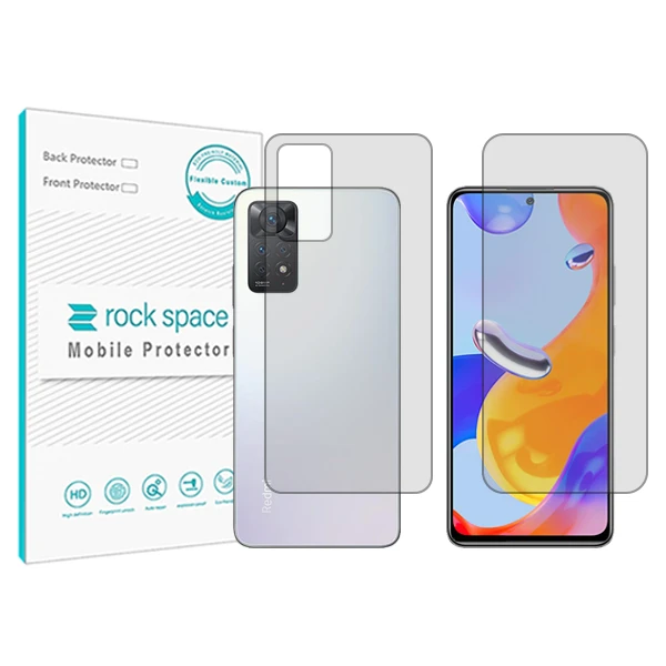 محافظ صفحه نمایش شفاف راک اسپیس مدل HyGEL مناسب برای گوشی موبایل شیائومی Redmi Note 11 Pro+ 5G(India) به همراه محافظ پشت گوشی