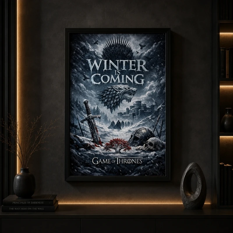 تابلو دیواری طرح سریال Game Of Thrones مدل 1346 با فریم مشکی