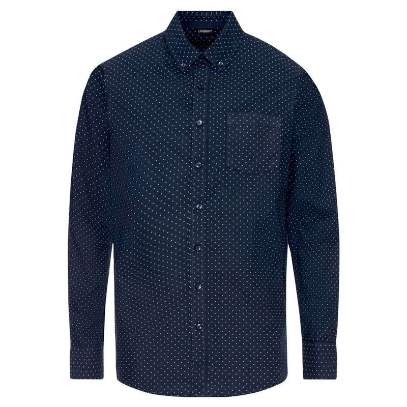 پیراهن آستین بلند مردانه لیورجی مدل خالدار کد UP-Modern2022 رنگ سرمه ای