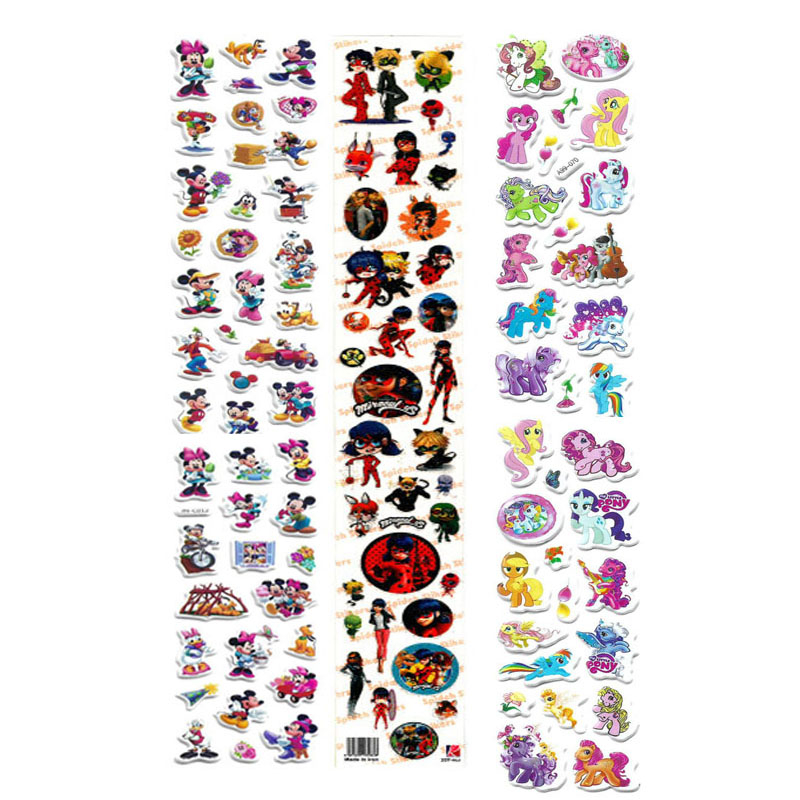 استیکر کودک طرح یونیکورن و میکی و دختر کفشدوزکی کد NC111 مجموعه 3 عددی 