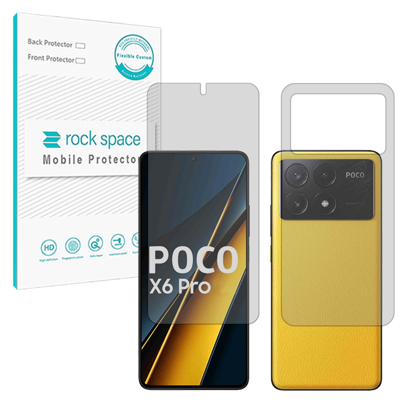 محافظ صفحه نمایش مات راک اسپیس مدل Resistant مناسب برای گوشی موبایل شیائومی Poco X6 Pro به همراه محافظ پشت گوشی
