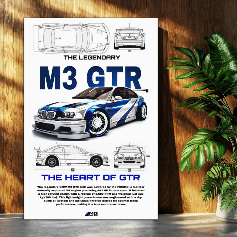 تابلو شاسی بکلیت طرح ماشین و خودرو بی ام و BMW M3 GTR NEED FOR SPEED MOST WANTED مدل T-po1577