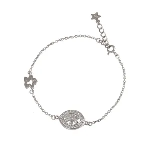 دستبند نقره زنانه بازرگانی میلادی مدل فانتزی کد DP_484