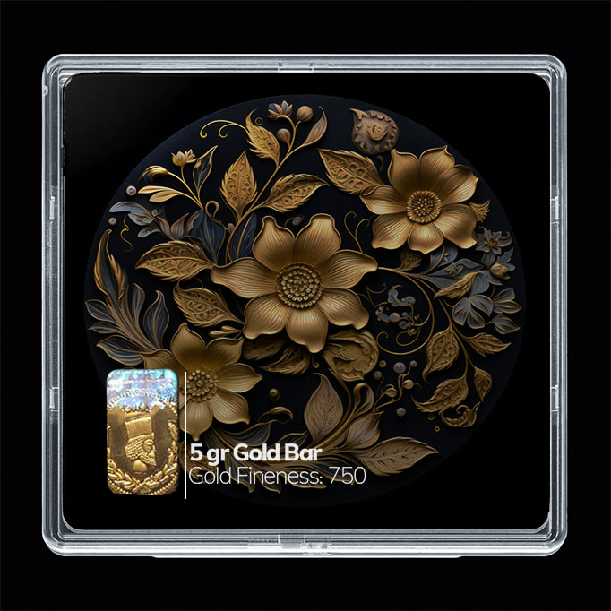شمش طلا 18 عیار مدوپد مدل سینی و گل کد SG10171