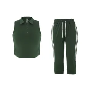 ست نیم تنه و شلوارک زنانه بنیس مدل الیا رنگ سبز