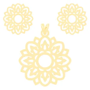 نیم ست طلا 18 عیار زنانه الن نار مدل گل 8064