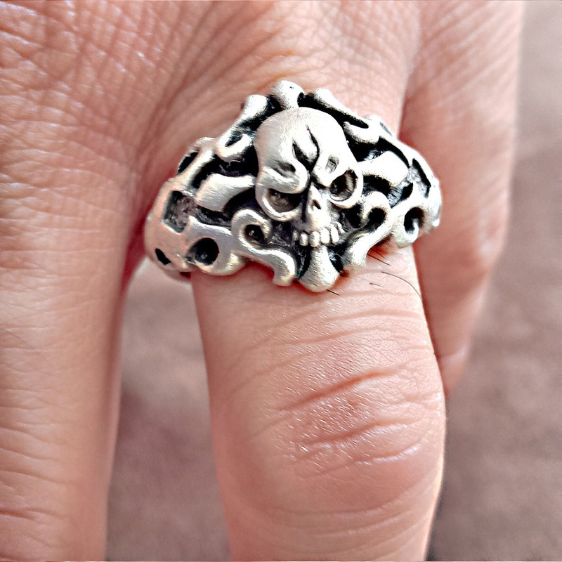 انگشتر مردانه مدل جمجمه کد VS-89