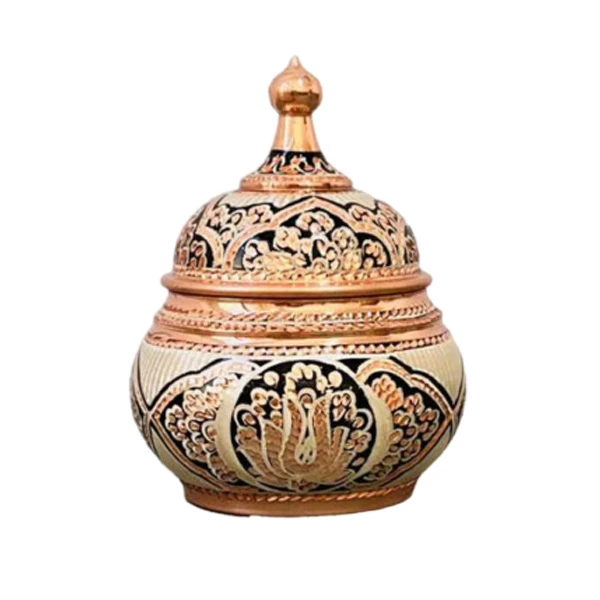 شکلات خوری مسی مدل گنبدی نقره کوب کد ZH361.2