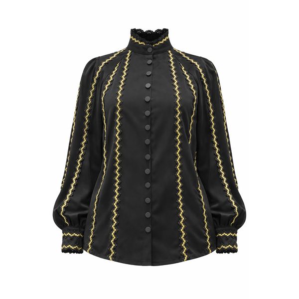 شومیز آستین بلند یقه ایستاده زنانه مدل هلن