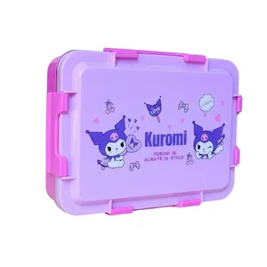 ظرف غذای کودک مدل لانچ باکس استیل کرومی به همراه قاشق و چنگال