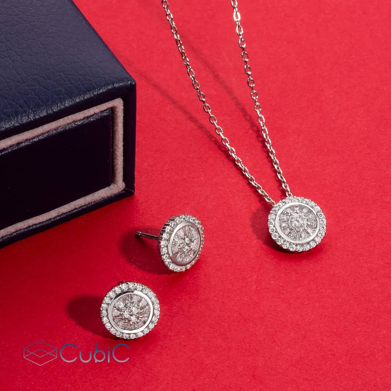 نیم ست نقره زنانه کوبیک مدل QN-1609