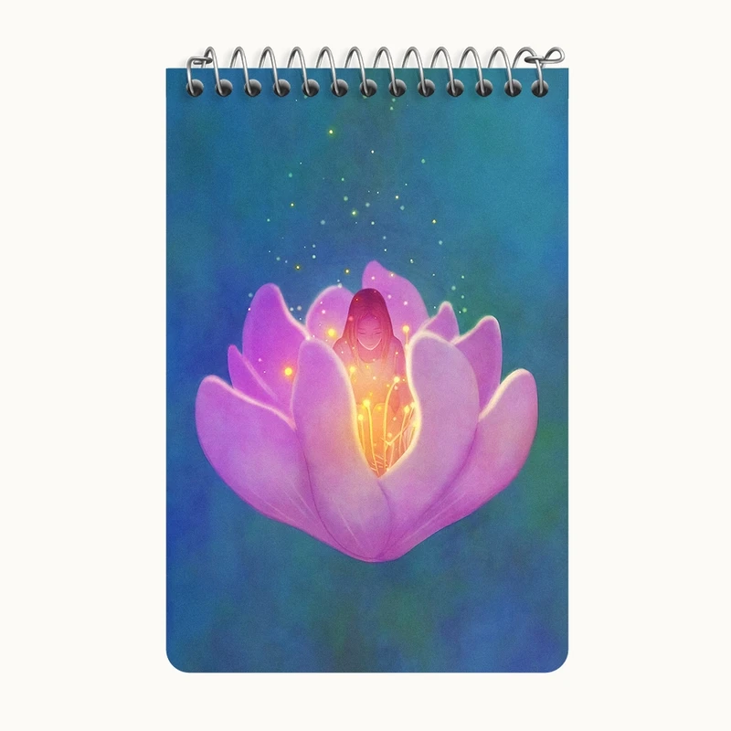 دفتر یادداشت 50 برگ خندالو طرح زن و نیلوفرآبی کد F8931