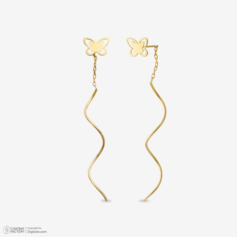گوشواره بخیه‌ای طلا 18 عیار زنانه مطیع ها مدل 596 پروانه کرلی - 5