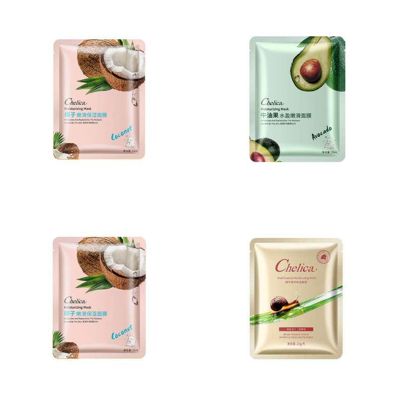 ماسک صورت چلیکا مدل مرطوب کننده و بازسازی حجم 25 میلی لیتر بسته 4 عددی