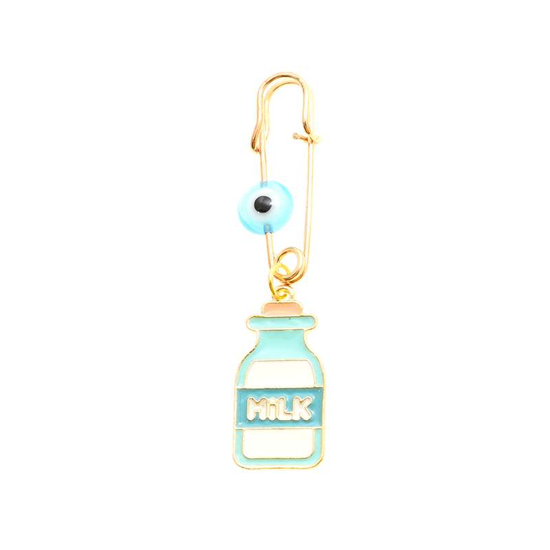 سنجاق سینه دخترانه دلنار گالری مدل شیشه شیر و چشم نظر کد 02