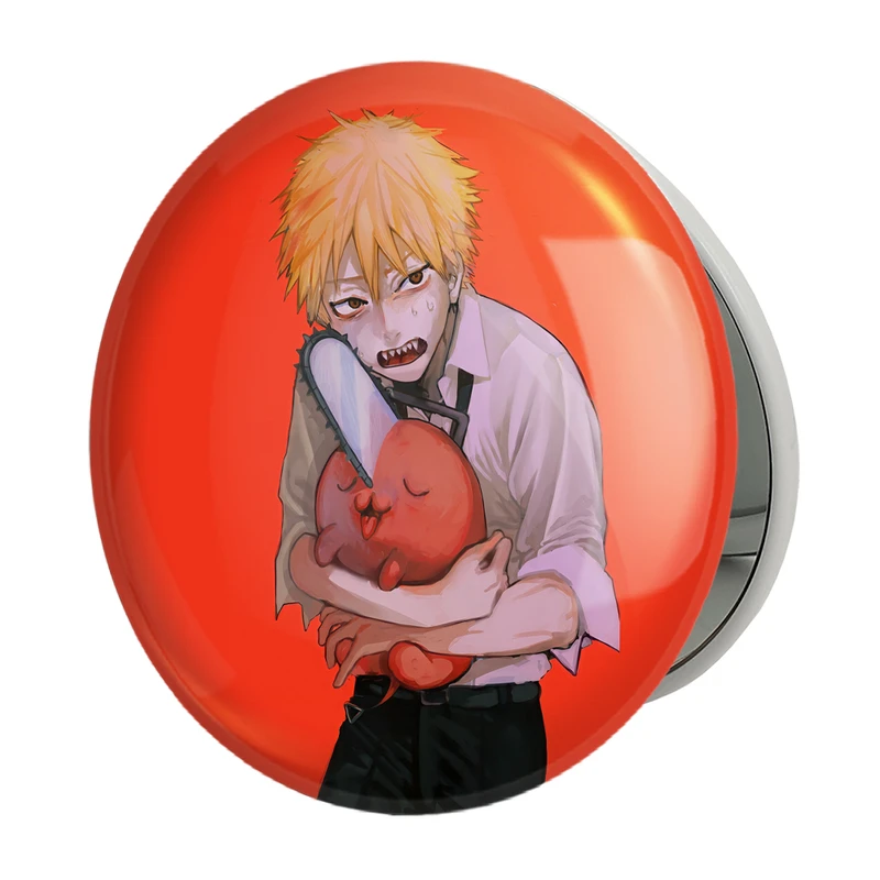 آینه جیبی خندالو طرح دنجی و پوچیتا انیمه مرد اره ای Chainsaw Man مدل تاشو کد 17838 