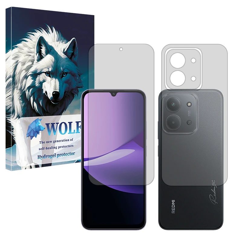 محافظ صفحه نمایش مات ولف مدل Tough مناسب برای گوشی موبایل شیائومی Redmi 15C 5G به همراه محافظ پشت گوشی