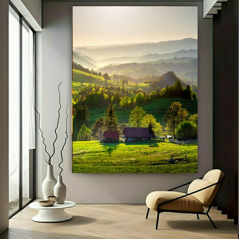 تابلو بوم طرح مخمل طبیعت مدل دشت سرسبز کد GR1731