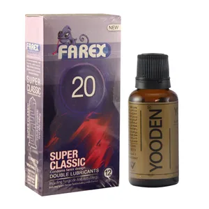 کاندوم فارکس مدل Super Classic 20 بسته 12 عددی به همراه روغن یودن کد 01 حجم 30 میلی لیتر