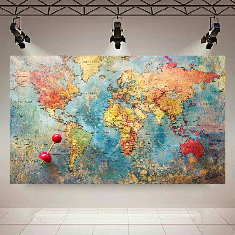 تابلو بوم طرح نقشه جهان کد AR304989