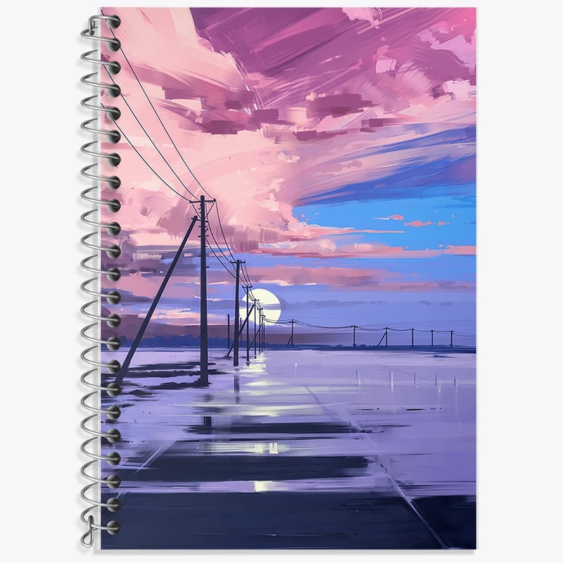 دفتر زبان 50 برگ خندالو مدل سه خط طرح غروب کد F329