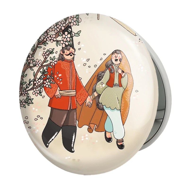 آینه جیبی خندالو طرح عاشقانه مدل تاشو کد 27134 