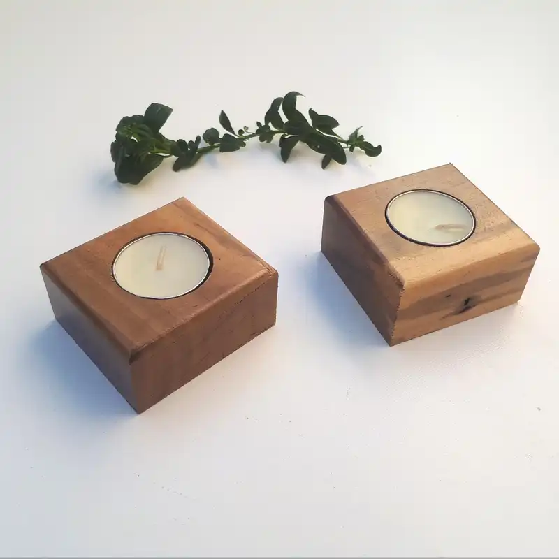 جاشمعی چوبی مدل گردو مجموعه 2 عددی