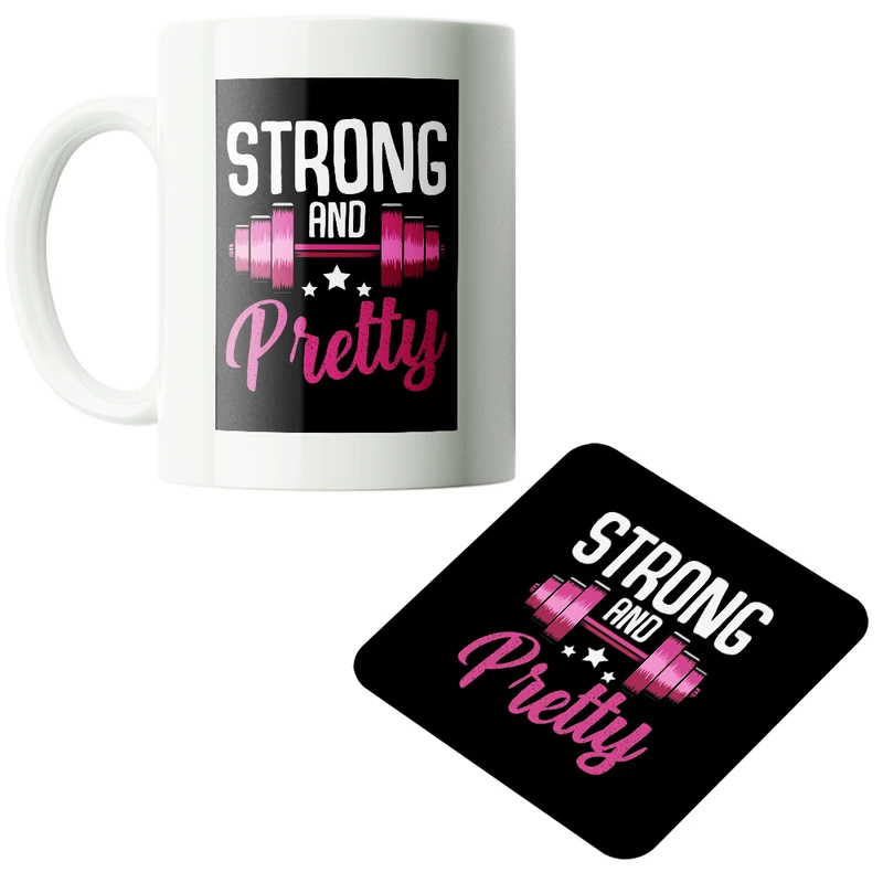 ماگ پاد آفرین مدل دخترانه ورزشی فیتنس باشگاهی جیم بدنسازی کد PZ160 به همراه زیرلیوانی