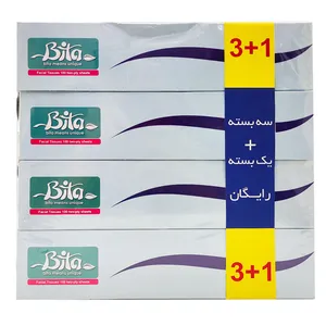 دستمال کاغذی 100 برگ بی تا مدل  BI_MOOOJABI بسته 4 عددی