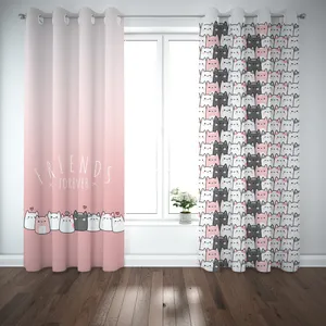 پرده مدل اتاق کودک طرح گربه سایز 140x280 سانتی متر