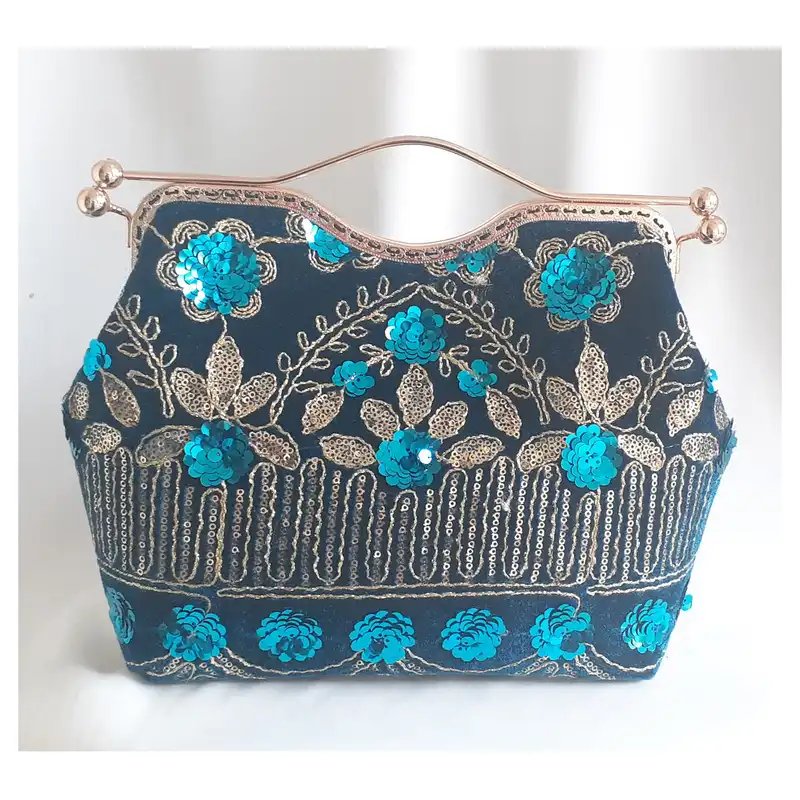 کیف مجلسی زنانه مدل مخمل پولک دوزی