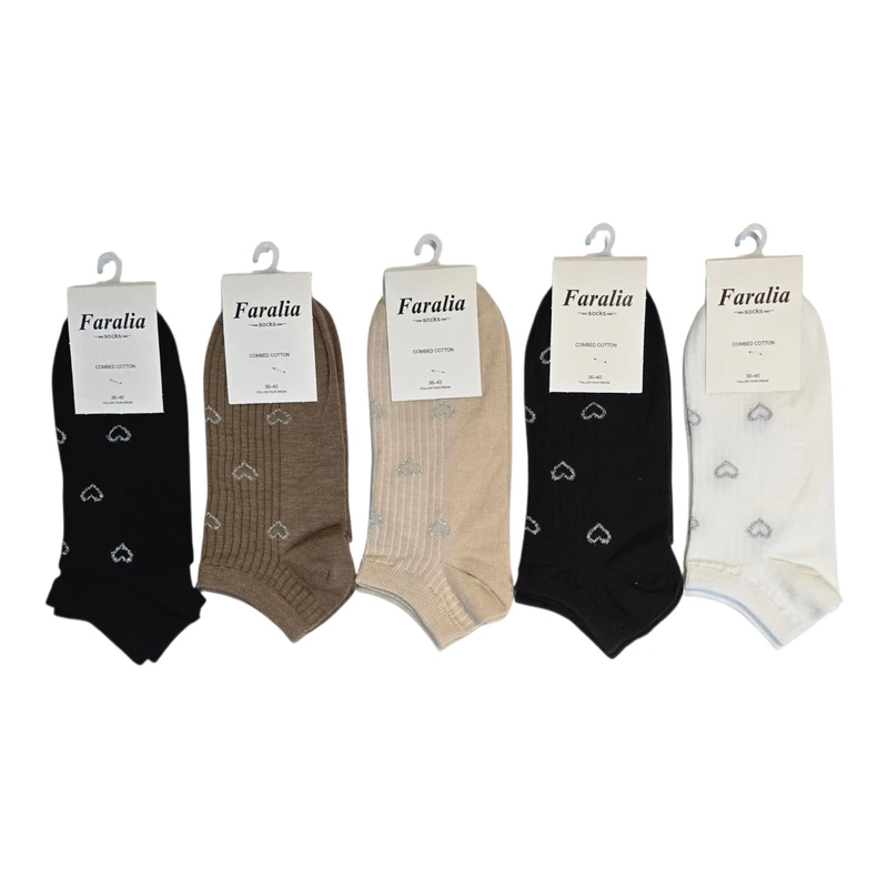 جوراب زنانه طرح قلب بسته 5 عددی