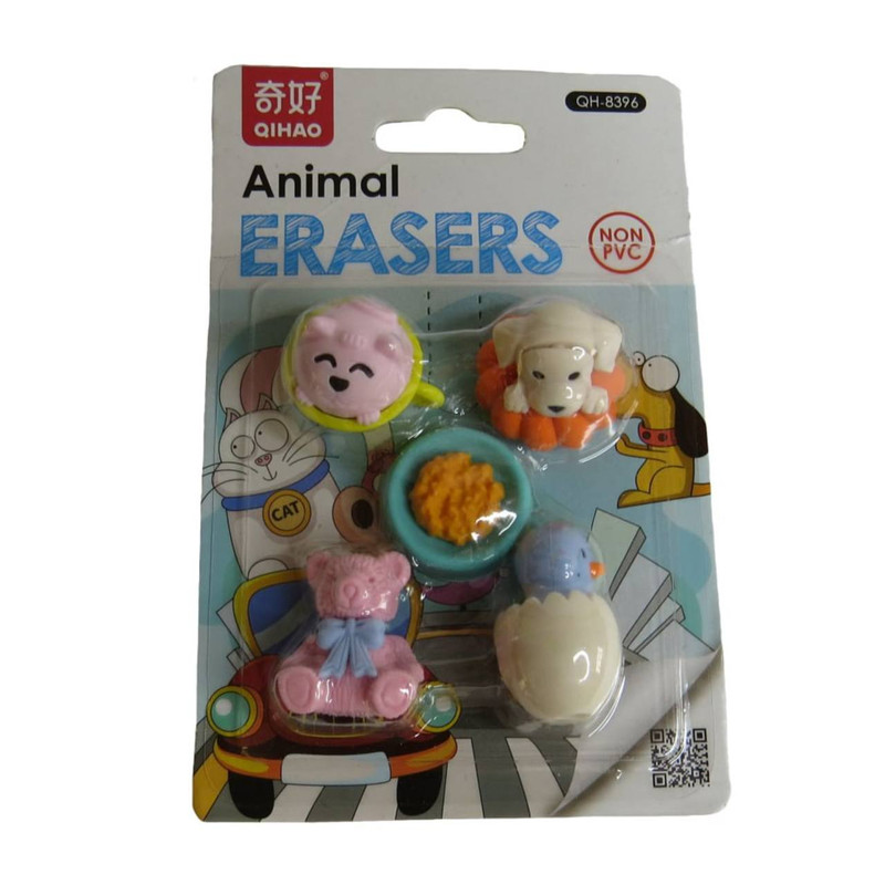 پاک کن کیو ای ها او مدل حیوانات جنگل کد sd-8765 بسته 5 عددی