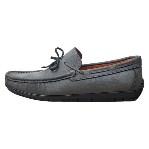 کفش کالج مردانه مدل چرم طبیعی بانکوک رنگ طوسی