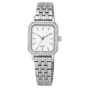 ساعت مچی عقربه‌ای کوارتز زنانه مدل لوکس کلاسیک بند طرح بافت قاب دور نگین کد ۲