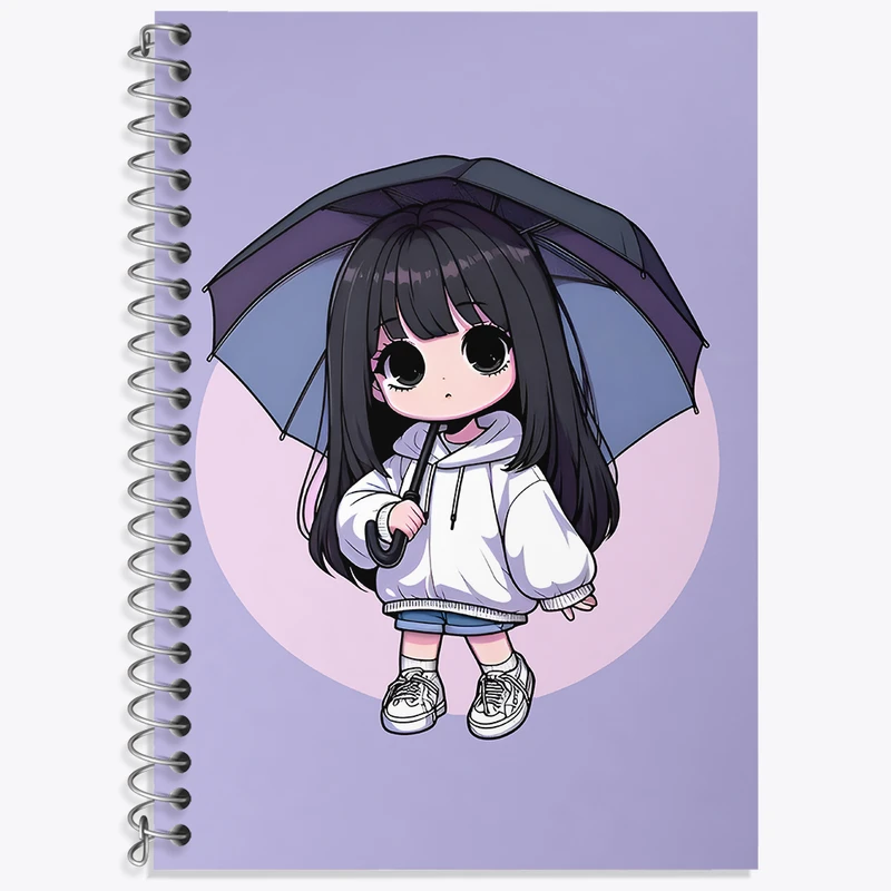 دفتر زبان 50 برگ خندالو مدل دو خط طرح دخترانه کیوت کد N5780