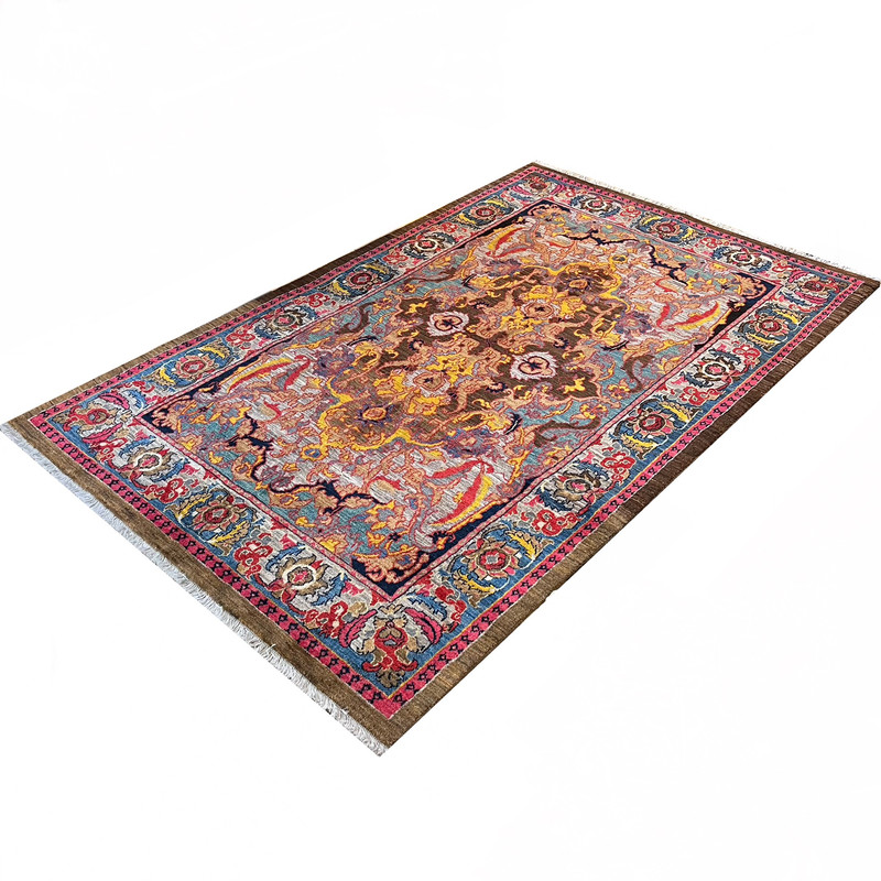 فرش دستبافت ۴ متری مدل مدرن زمینه الوان