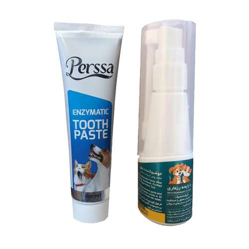خمیر دندان و اسپری خوشبو کننده دهان سگ و گربه پرسا مدل Rosemary بسته دو عددی