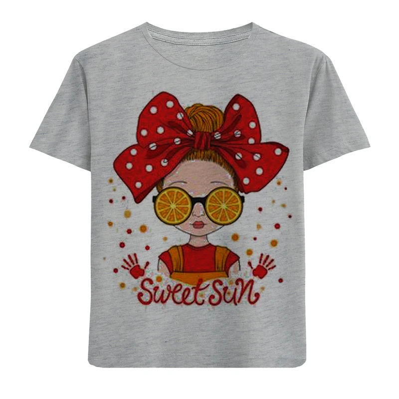 تی شرت آستین کوتاه دخترانه مدل دختر F494